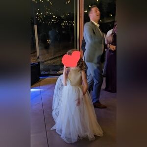 Flower Girl Dress - size 7, champagne/gold